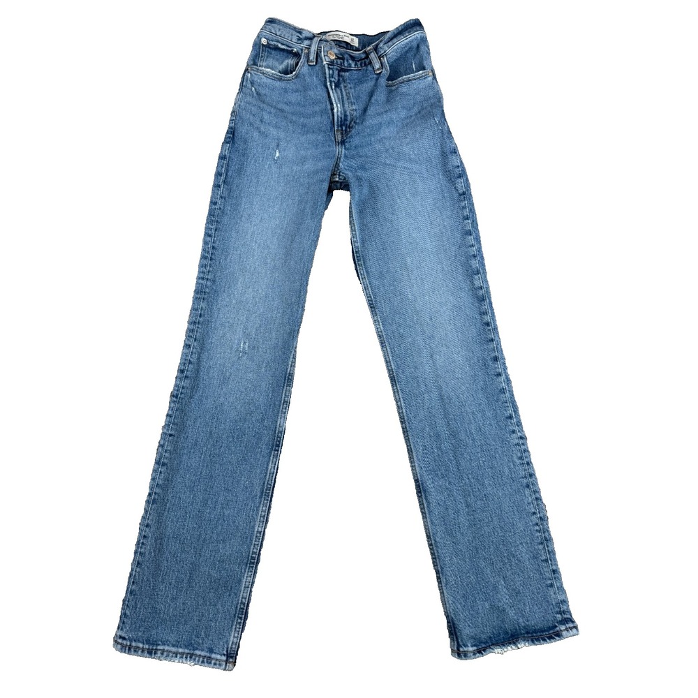 Abercrombie & Fitch Women's Jeans Size 24 00R Blue 90s Straight Ultra High Rise